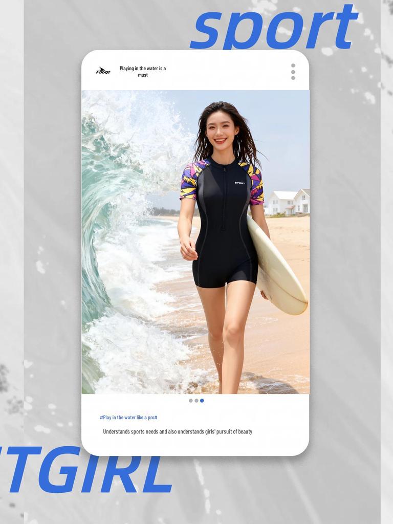 Women's Short Sleeve One-Piece Swimsuit - Sexy Tummy Control, Slimming, Plus Size, Sport Swimwear, New Style Hot Spring Design