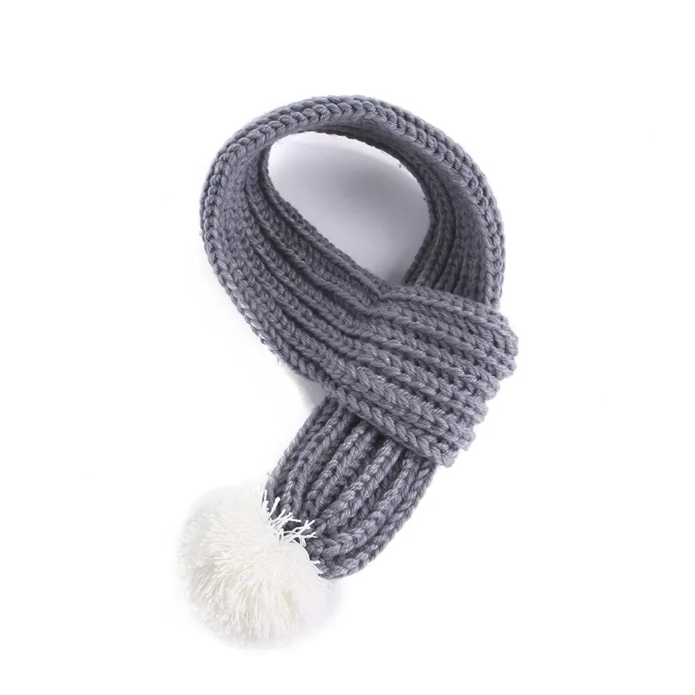 Dog Christmas Knitted Scarf Red Knit Scarves with Fuzzy Pompom Neck Warmer Bandana Xmas Holiday Winter Pet Puppy Cat Costume