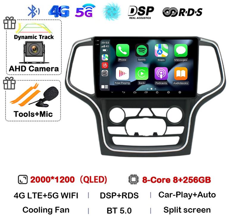 Android 14 Wireless Carplay Auto 4G+WIFI For Jeep Grand Cherokee WK2 2014-2017 Navigation GPS Car Radio Multimedia Video Player