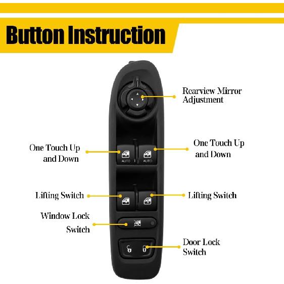 Power Window Switch Driver Side Replace 6BZ27LXHAA Compatible with Jeep Compass 2017-2021 Front Left Driver Side Power Window Master Switch