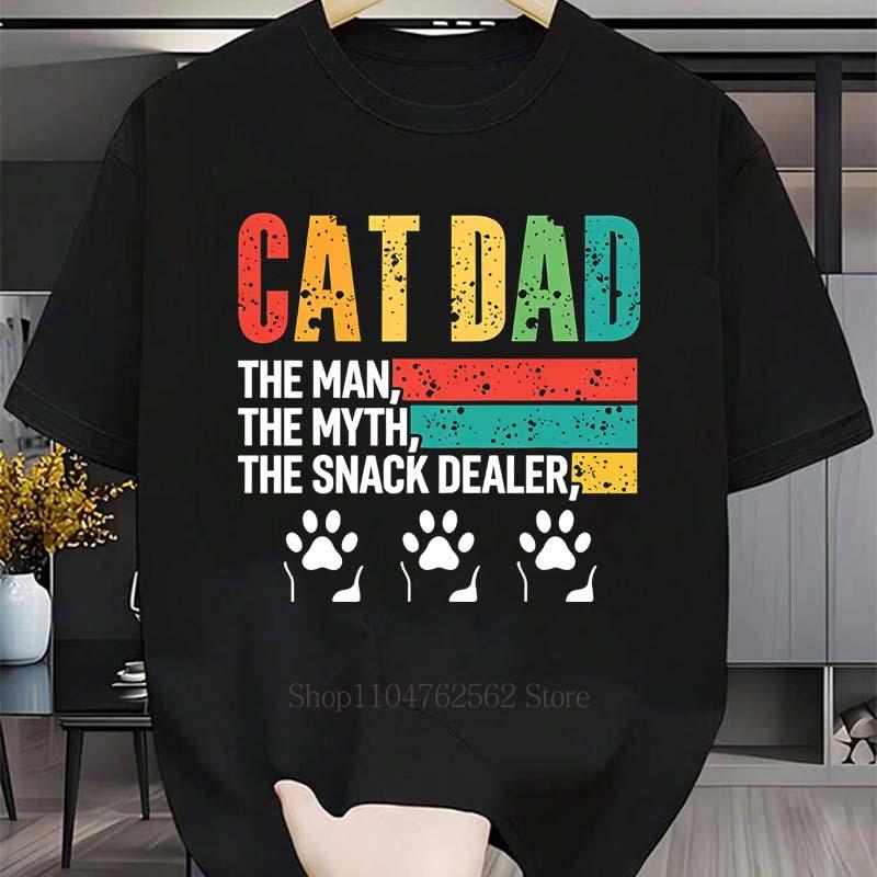 Fun Cat Dad Pattern Print T-shirts for Men Women Summer Casual Fashion Harajuku Streetwear Tops Crew Neck Short Sleeve Tees