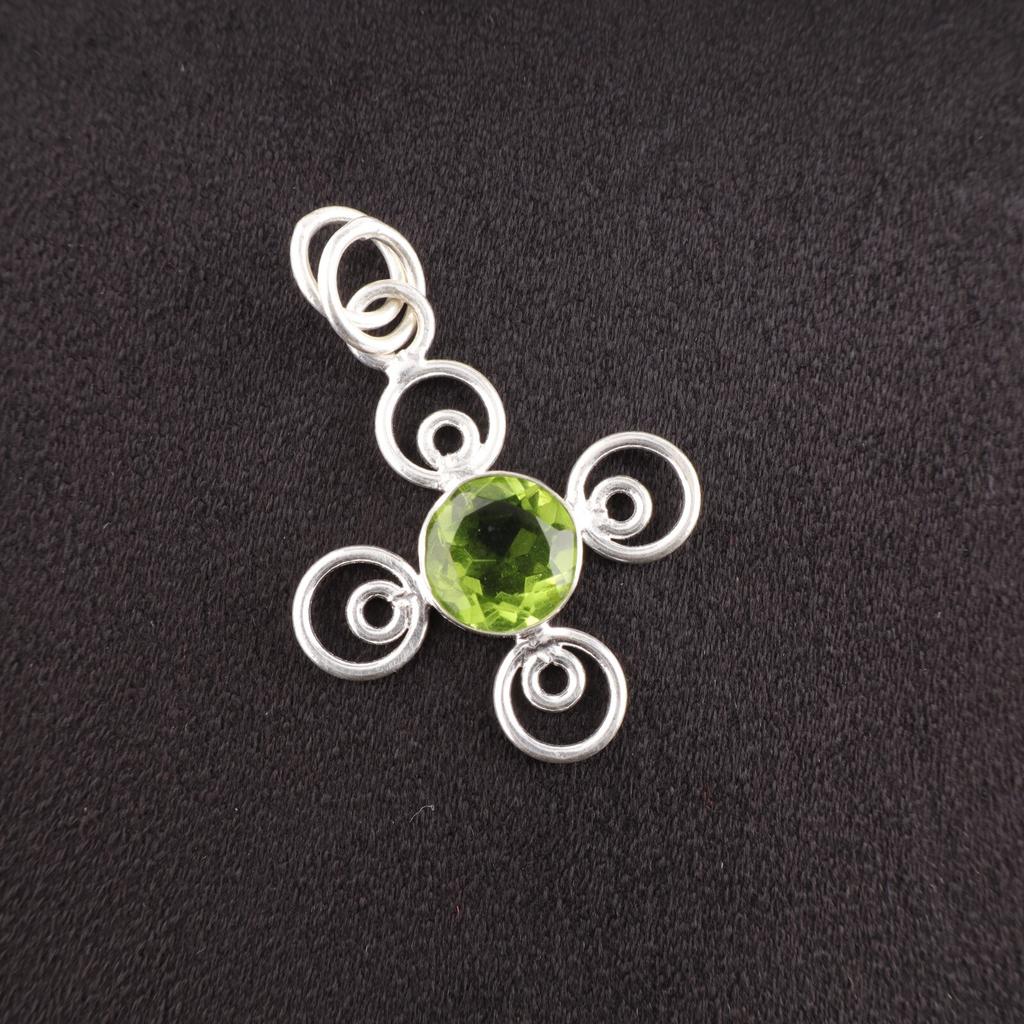 925 Sterling Silver Necklace Pendant Peridot Gemstone Unique Handcrafted Gift PP-41-3