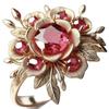 Luxury Gold Color Flower Design Dainty Pink Zircon Rings for Women Charming Banquet Party Gift New Ring Jewelry Trend