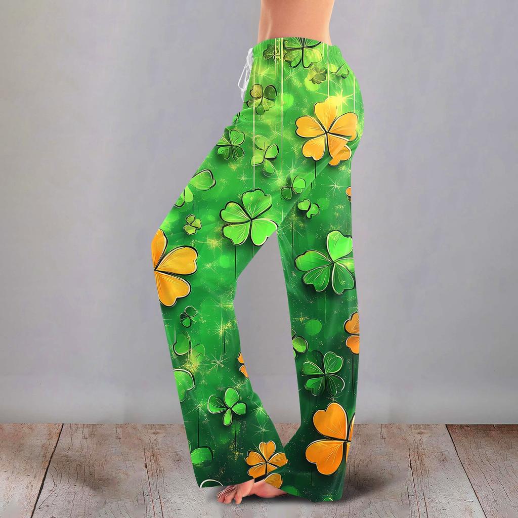 Women's Casual Fashion Comfort Pajama Pants Print Drawstring Pants Full Length Long