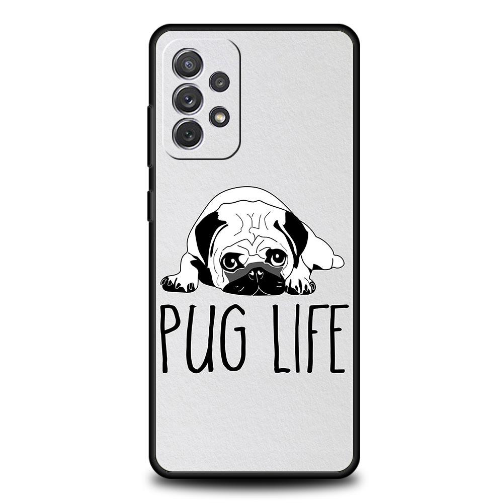 Animal Black Pug Close Up Phone Case For Samsung Galaxy A17 A07 A55 A35 A25 A15 A05 A33 A31 A21s A13 A41 A73 A53 A51 A71 Cover