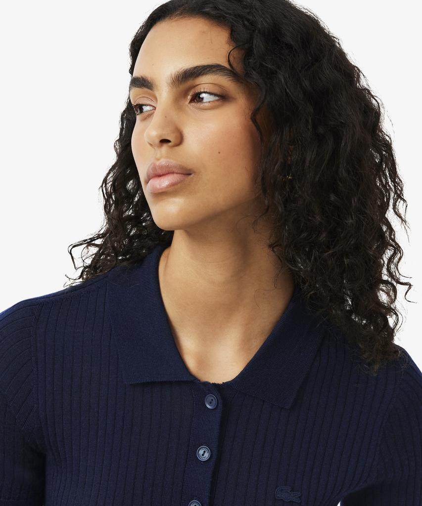 LACOSTE Women'S Fine Merino Wool Sweater Polo Shirt Af9984-56G 166