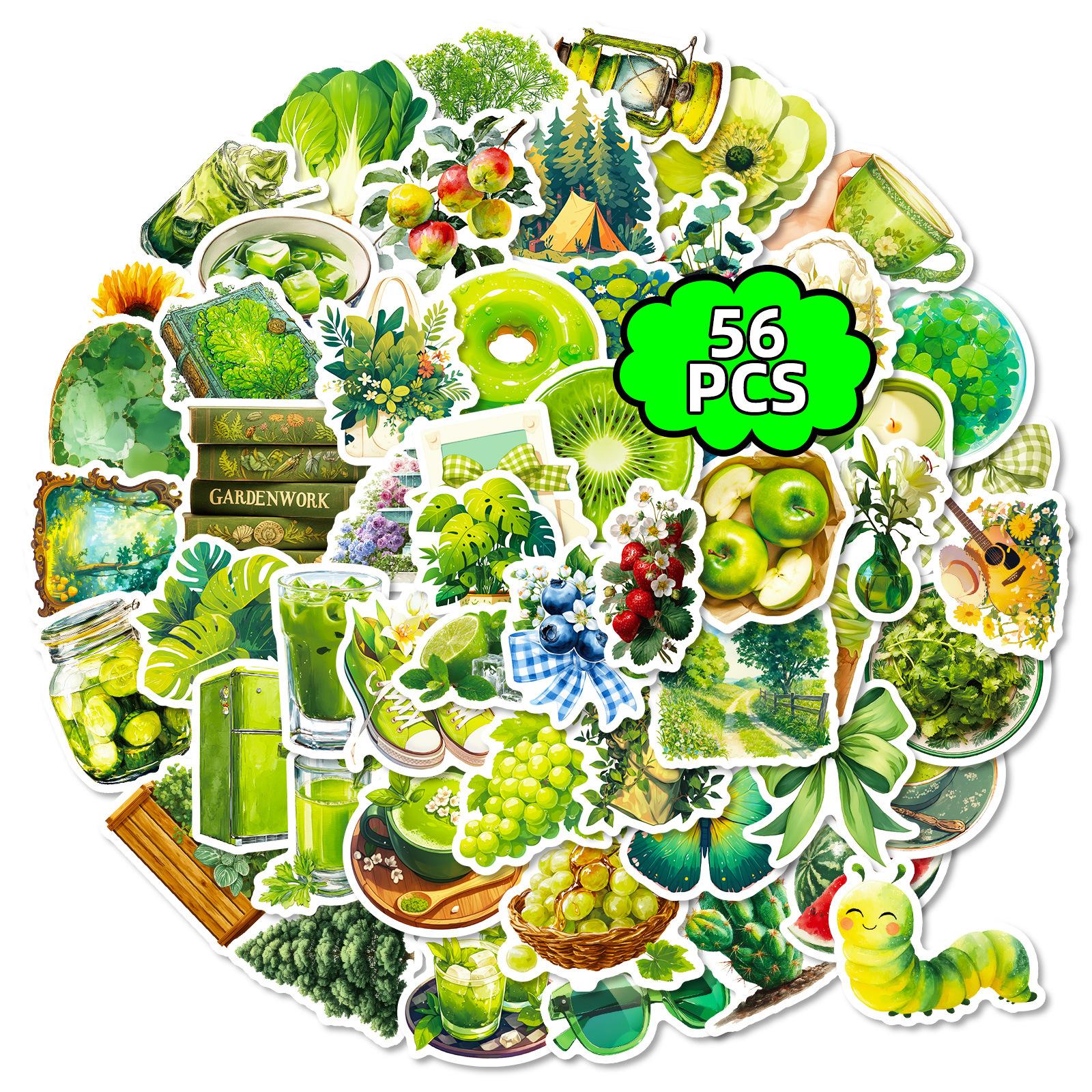 56 Green Healthy Life Graffiti Stickers Fresh Literary Style Creative Handbook Luggage Stickers