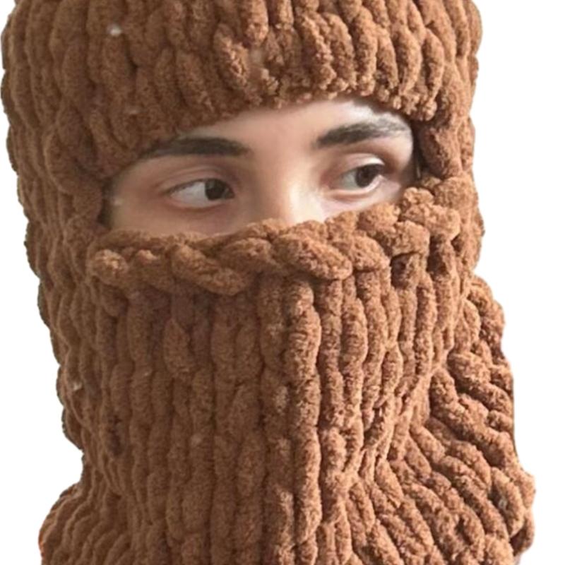 Knit Face Cover Hat Soft Plush Balaclava Cap for Women Winter Warm Mask Hat Adult Outdoor Activity Camping Cycling Cap