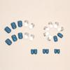 24 Pieces Fresh Sea Blue Solid Color Manicure, European and American Square Short Fake Nails, Wearing Fake Nails