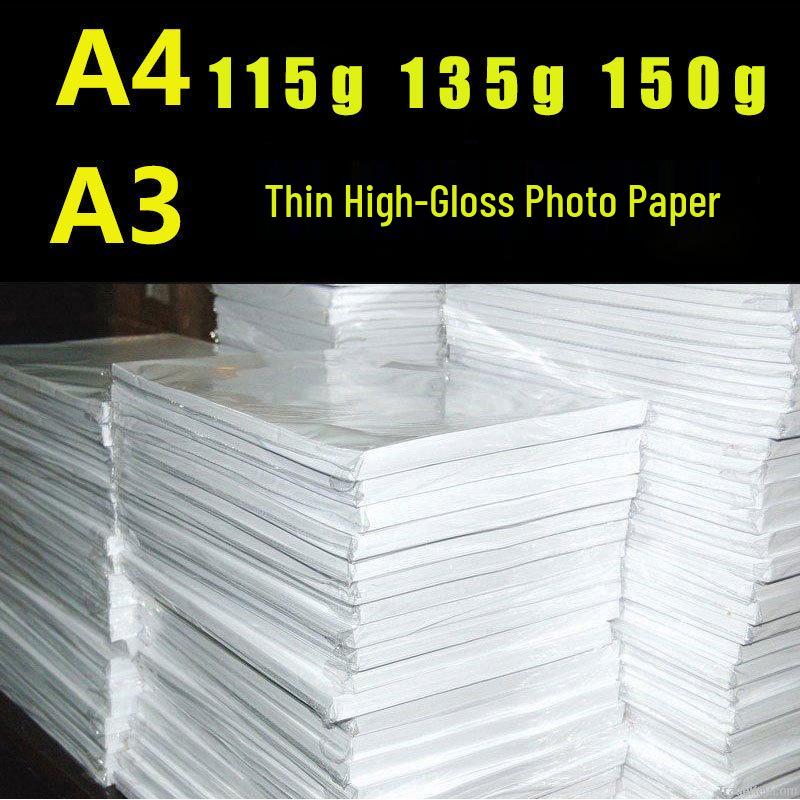 A4 Glossy Inkjet Photo Paper 115g/135g/150g, Ultrasound Color Paper A4 Glossy 115g 100 sheets