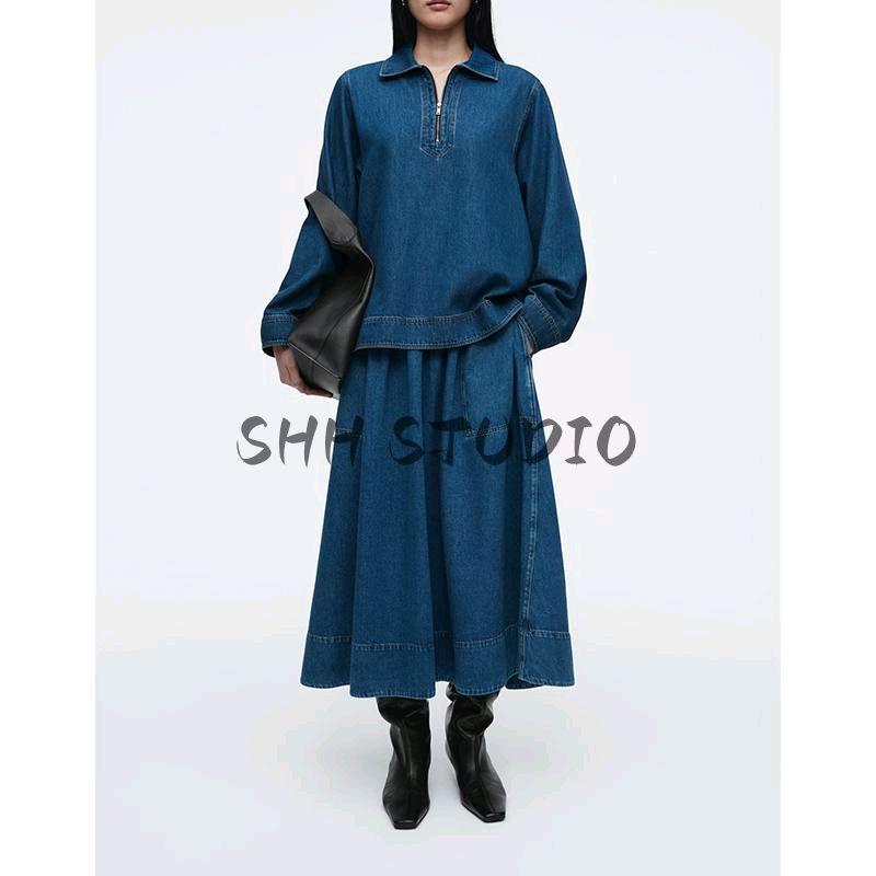 CS Spring New Women's Clothing Fashion Style Easiest for Match Standard Edition Mid-Length Denim Skirt 1256709