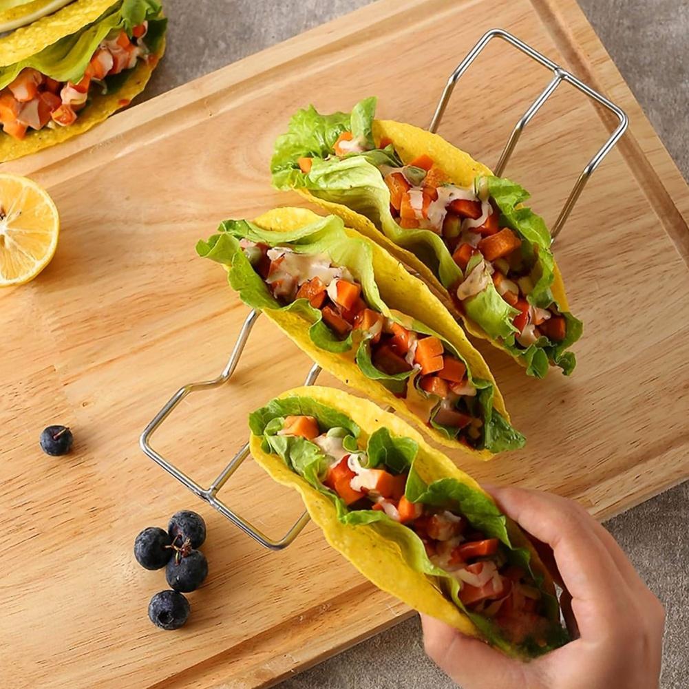 201 Stainless Steel Taco Holder Stand with W Shape for Burritos Pancakes Hot Dogs Sandwiches Compact and Lightweight