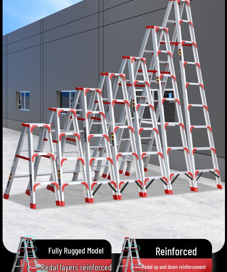 Thickened Aluminum Alloy Non-Slip Multifunctional Folding Herringbone Ladder for Home and Garden