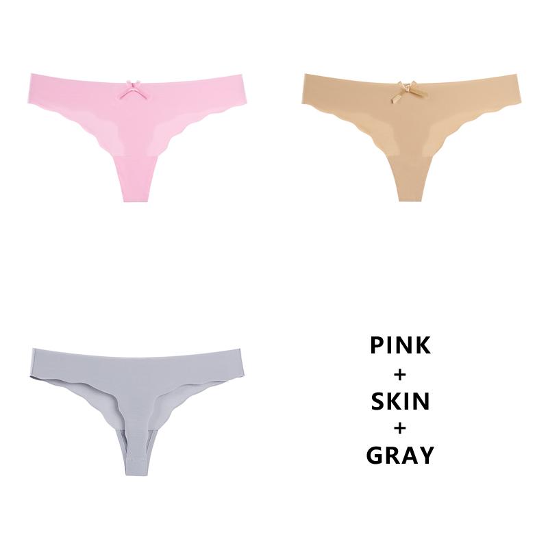 3PCS/Lot Seamless Panty Set Underwear T-back Female Comfort Intimates Fashion Ladies Low-Rise Briefs Panties Women Sexy Lingerie