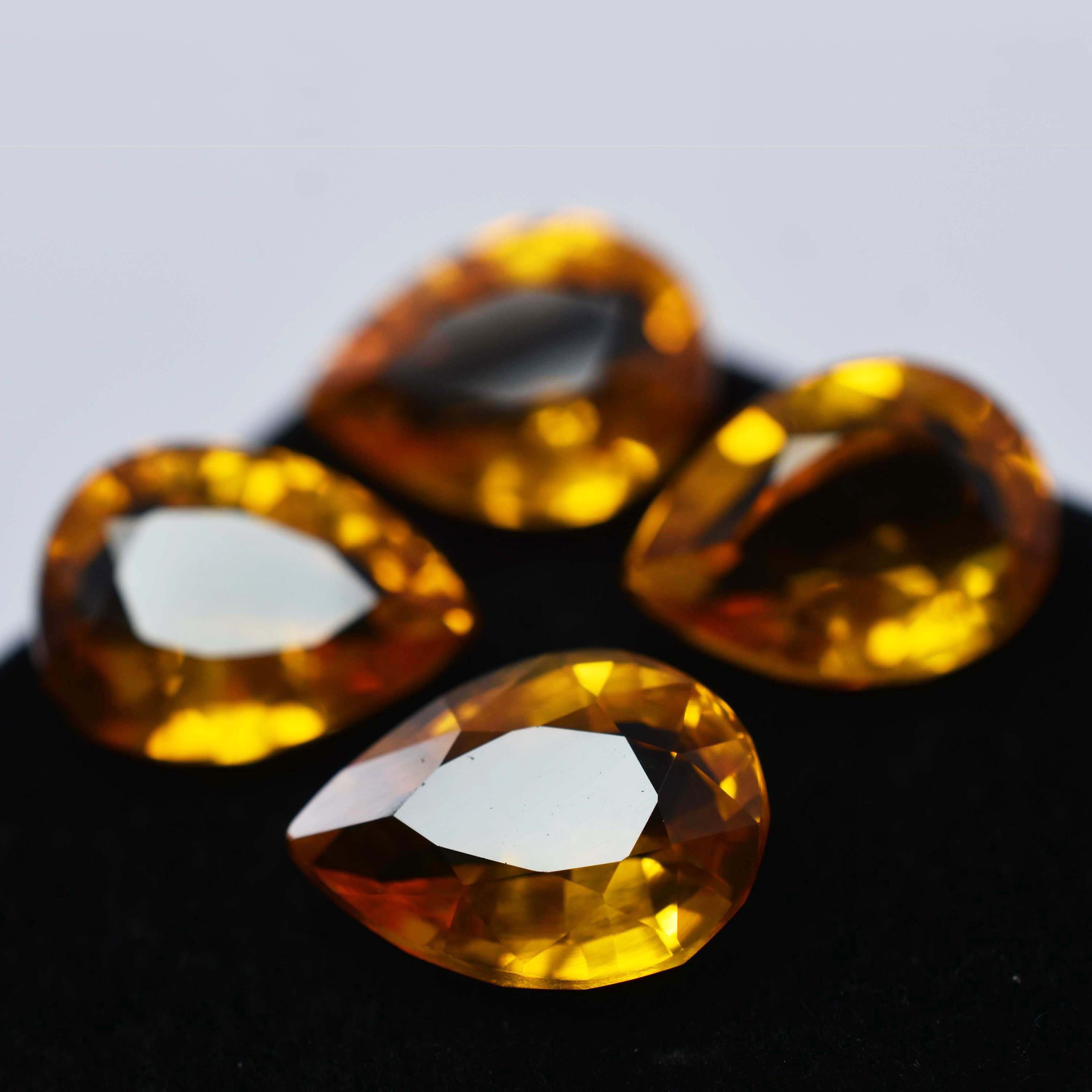 

4 шт 36,45 карат Жовтий сапфір Грушоподібний огранки Натуральний СЕРТИФІКОВАНИЙ Лот розсипних дорогоцінних каменів SD-06 15.3 mm each approx жовтий