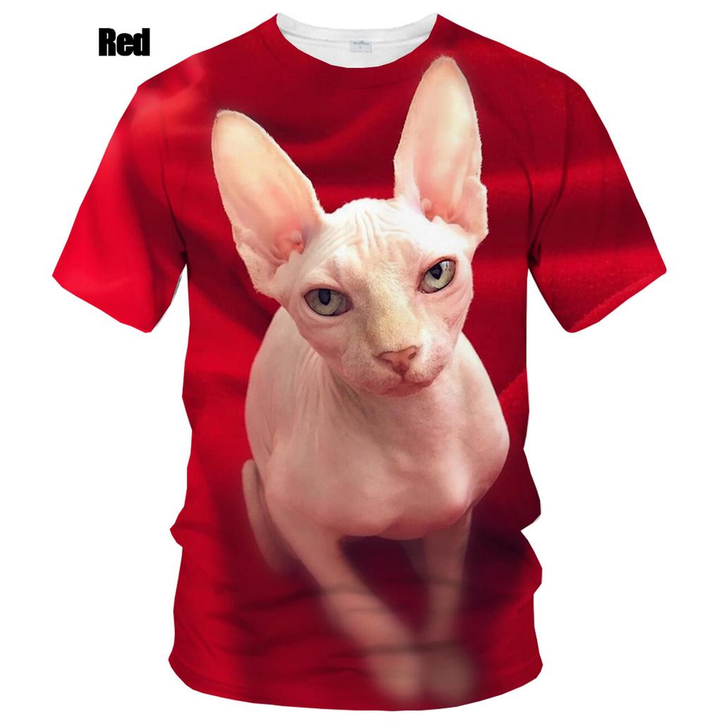 New Fashion Summer Hot Sale 3D Sphynx Cat Men's/women's T Shirt 3D Printing Short-sleeved Round Neck Men's Tops