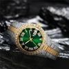 New Men's Full Diamond Steel Band Quartz Watch with Calendar