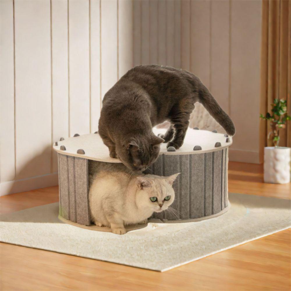 Abnehmbares Filz Katzen Tunnelbett Kratzfestes Katzenversteckhaus Katzenhöhle für Katzen Kätzchen