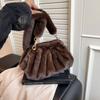 New Large Capacity Crossbody Bag Wrinkle Relaxed Texture Mink Fur Shoulder Bag Solid Color Ladies Handbags Female