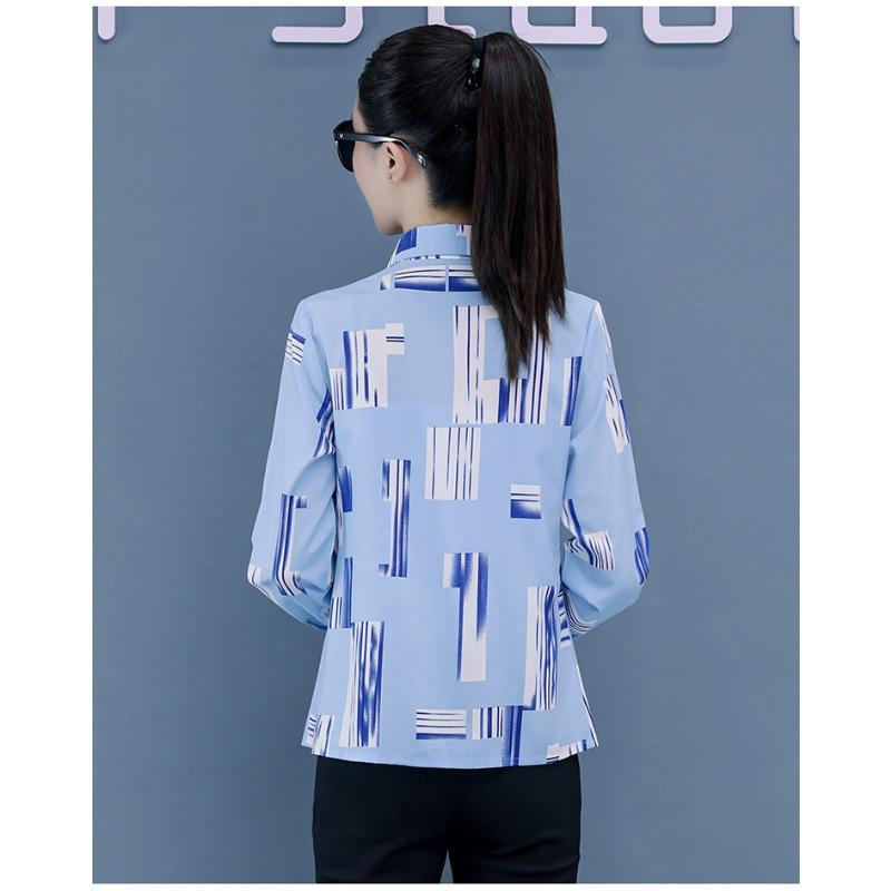 YYFS Dámská móda Ležérní jarní podzimní halenky a košile POLO s dlouhým rukávem