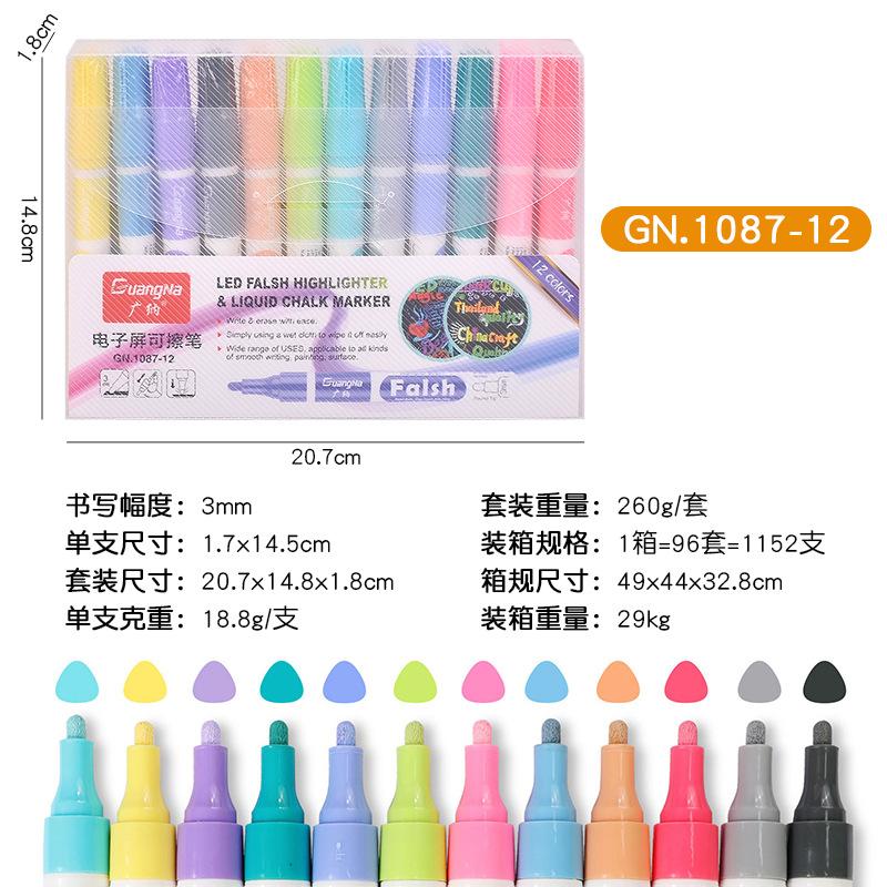 12-color Liquid Chalk Set Erasable Electronic Screen LED Fluorescent Light Board Painting Graffiti Marker Pen