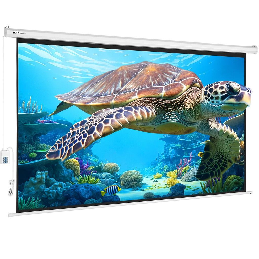Motorized Projector Screen, 100 inch 16:9 4K 1080 HD Electric Projector Screen, Automatic Projection Screen with Remote Control, Wall Mount Movie