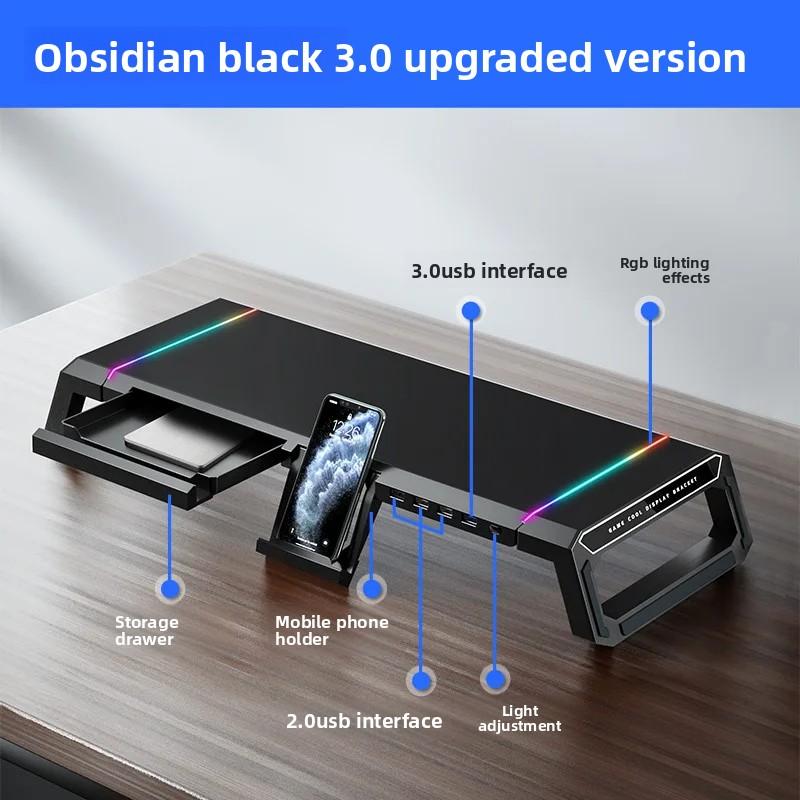 Computer Monitor Stand Riser Adjustable Folding Desktop Bracket Storage Base Multi Functional Organizer for Home Office Use