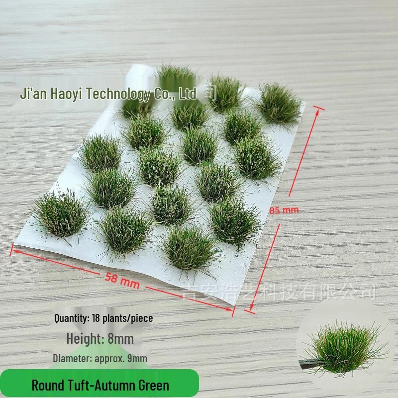 8mm 18-Round Tufts Model Grass for Train Track Scene, Miniature Accessories, and Military Sand Table DIY.