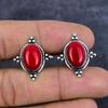 Italian Red Coral Gemstone Handmade 925 Sterling Silver Cufflinks ET-4575