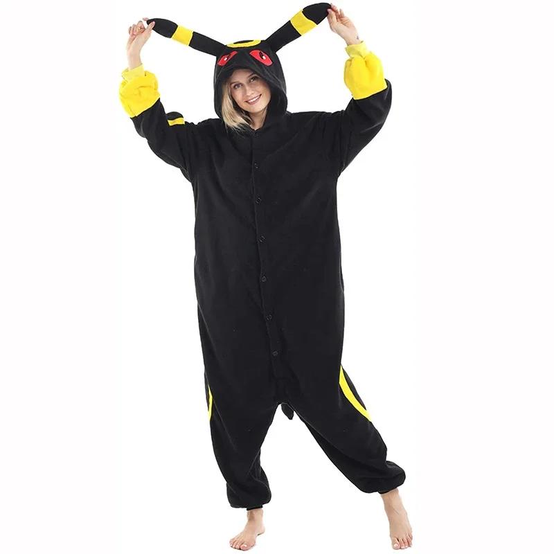 Adult Umbreon Kigurumi Onesie Pajamas Fleece Animal Women Halloween Party Cosplay Costume Pyjamas Shoes