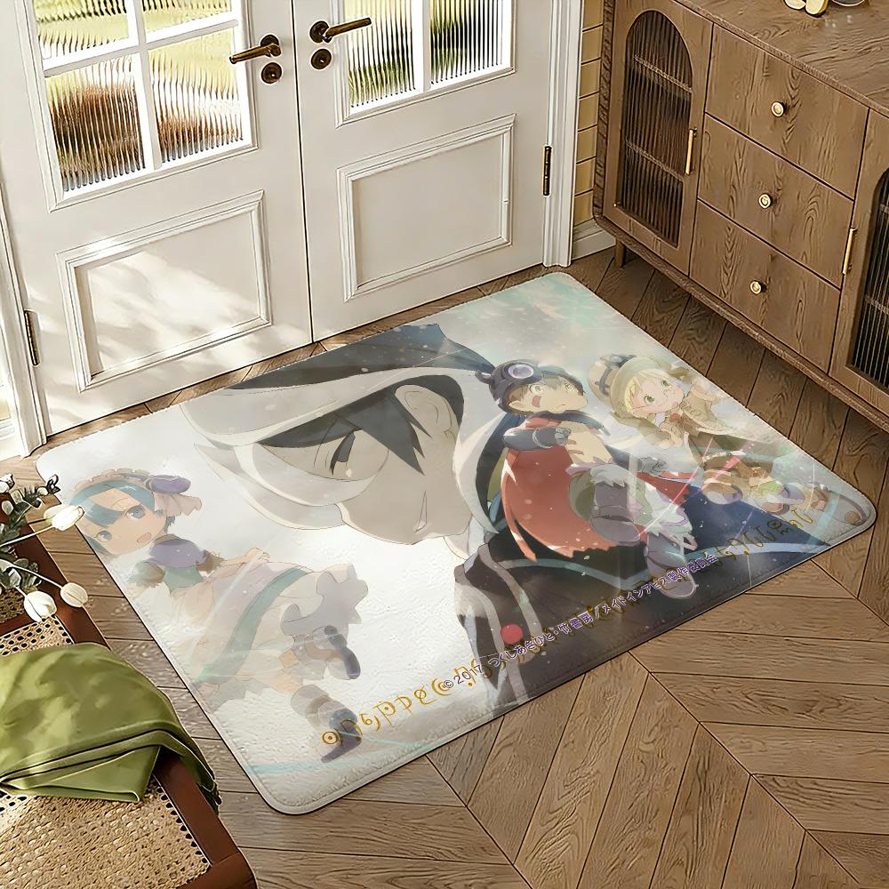 Made in abyss Floor Mat Soft Thickened Absorbent Non-Slip Bedroom Living Room Door Mat Home Decor Flannel Rugs