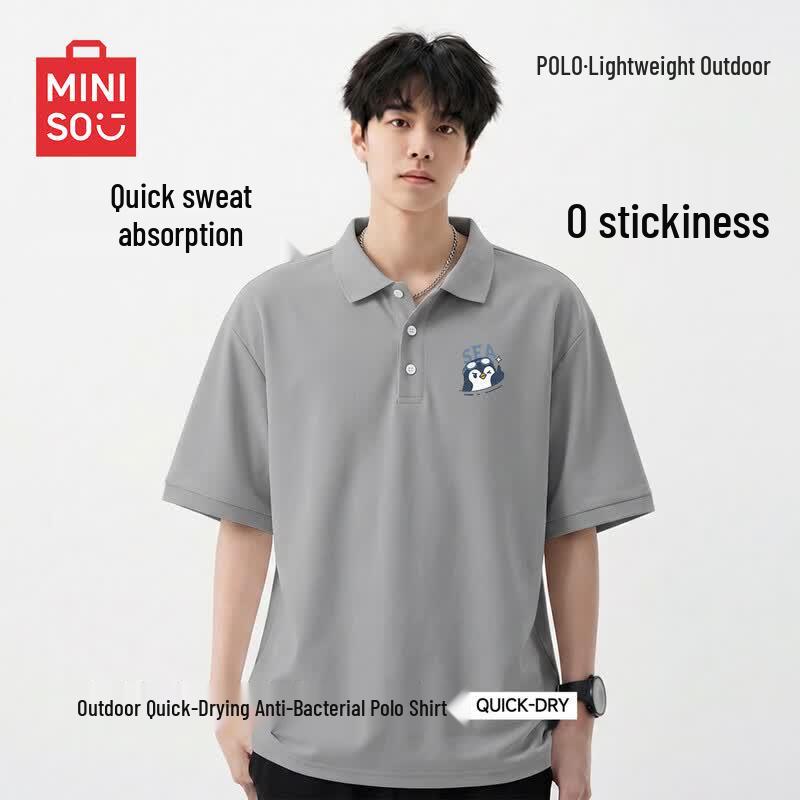 MINISO Men s Casual Quick-Dry Polo Shirt with Penguin Logo 3XL