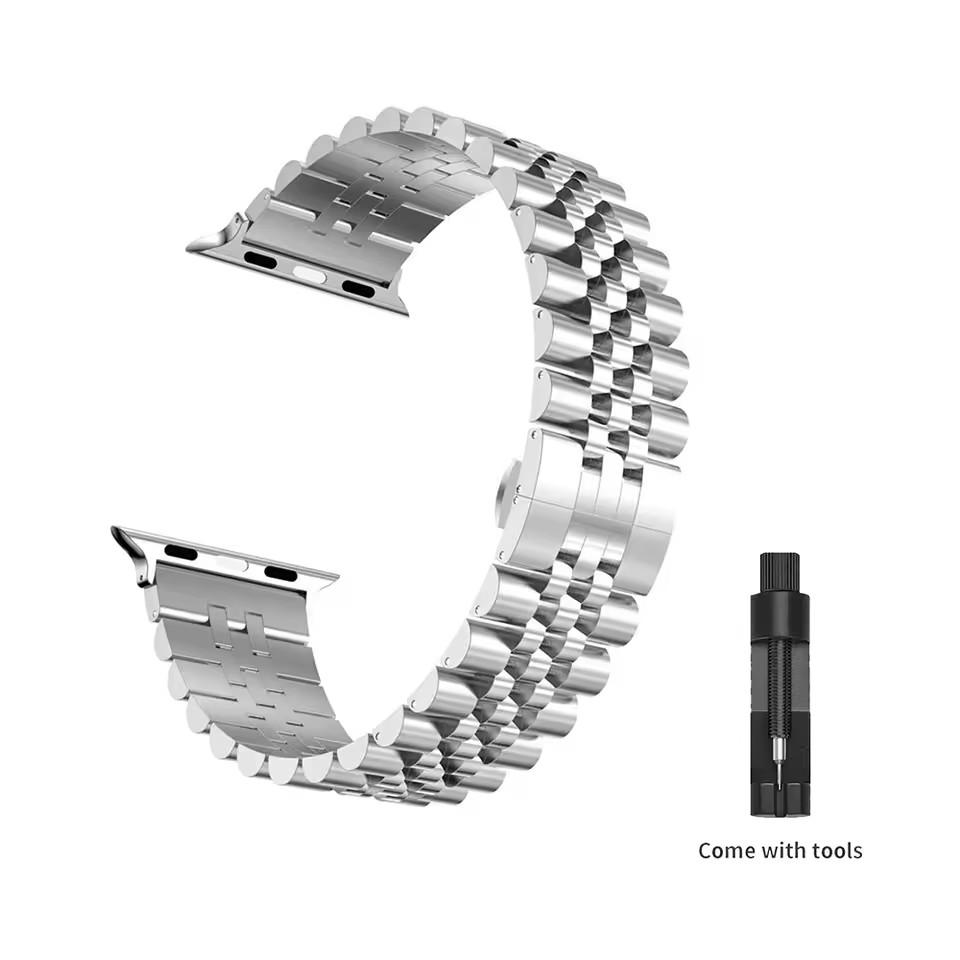 

Ремешок из нержавеющей стали для Apple Watch Band 45 мм 41 мм Ultra 49 мм 44 мм 40 мм 42 мм 38 мм Металлический браслет IWatch Series 9 8 7 SE 6 5 4 38 40 41 S10 42mm серебряный