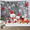 Christmas Tapestry Wall Hanging Red Xmas Balls And Snowman Decorative On Rustic Planks Tapestries New Year Wall Decor Tapestry