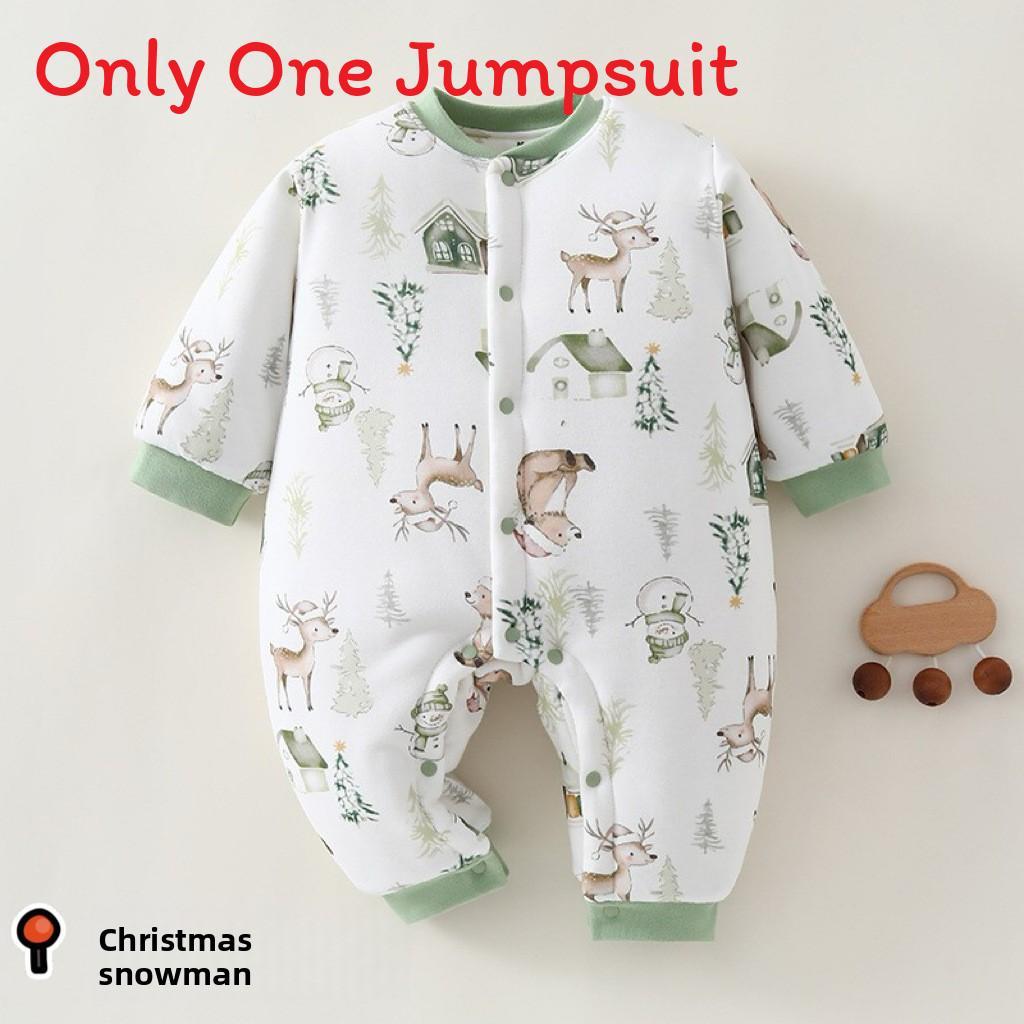 Winter Baby Onesie With Thick Cotton Layer For Newborns Girl Boy Safe For Winter