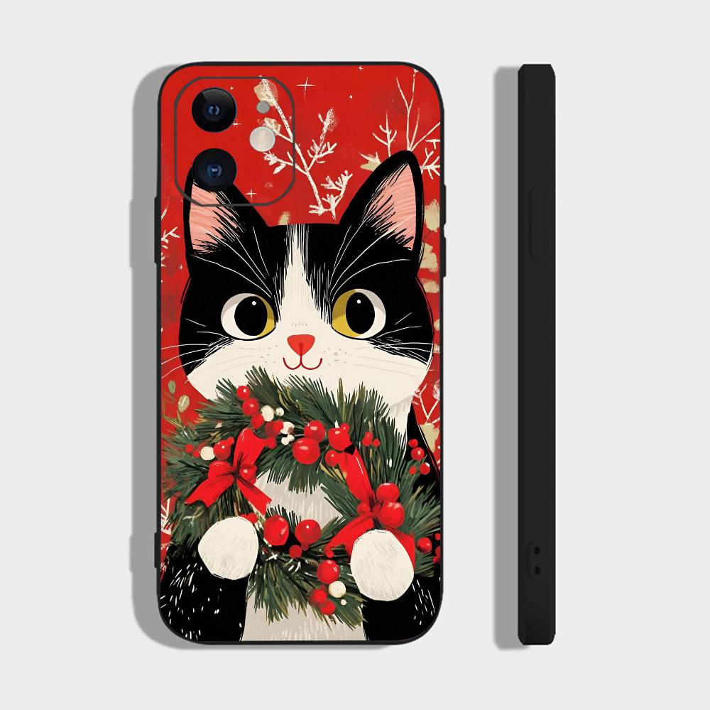 Cute Black Cat For IPhone 15 16 14 Plus 13 12 11 17 Pro Max 17 Air Black Soft Phone Cover
