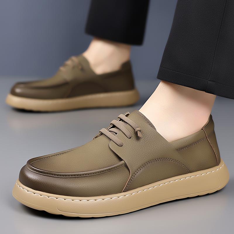 2025 New Designer Loafers for Men Spring Autumn Casual Shoes Male High Quality Soft-soled Leather Shoes Man Khaki