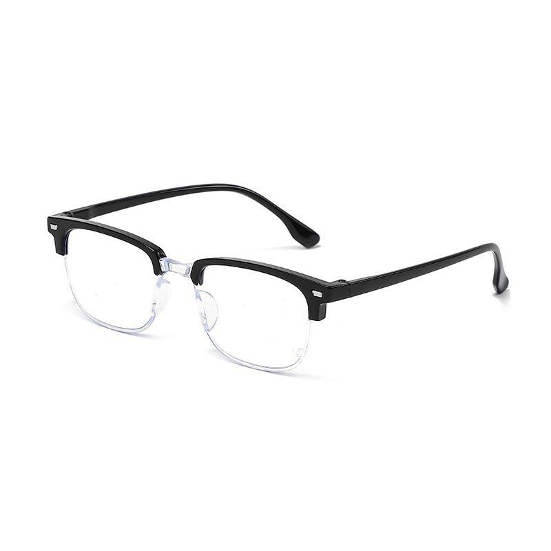 Modische Ultraleichte Lesebrille für Herren, Business Halbrand Alterssichtigkeit Brille, Intelligenter Zoom, Blaulichtfilter