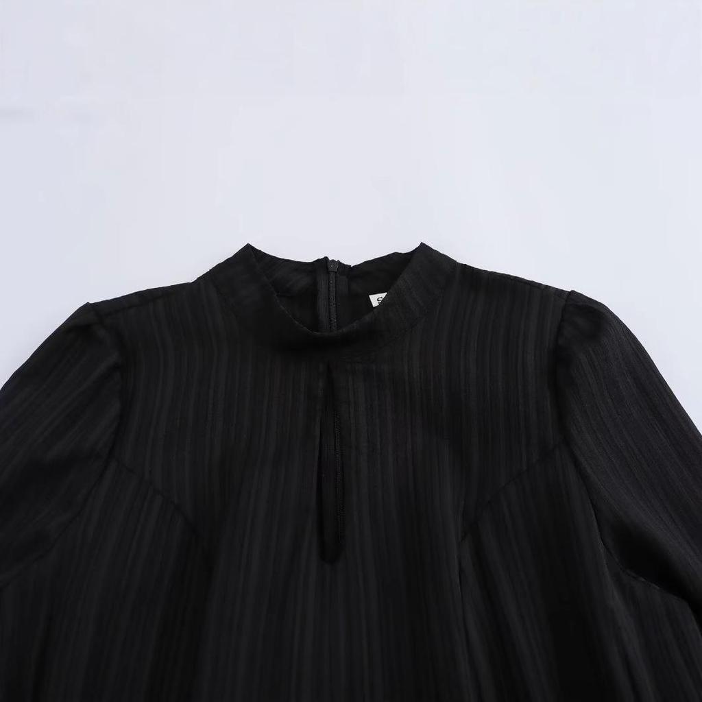 Autumn 2024 Women's Fashion: European & American Style 3D Floral Long Sleeve Short Dress