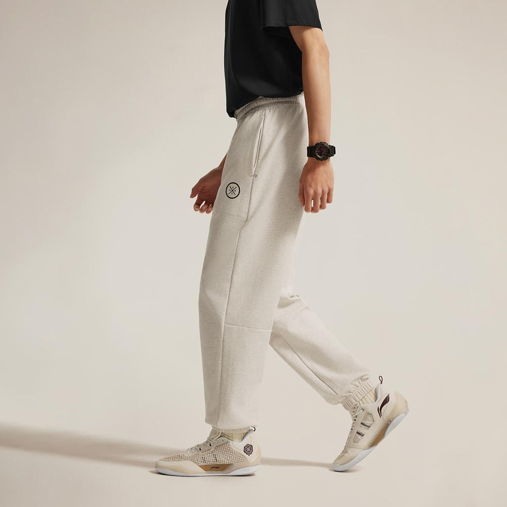 Li Ning Wade Series Casual Simple Cuffed Loose Knit Sports Pants Men bottoms Flower-Gray Tile-Gray AKLV079-2