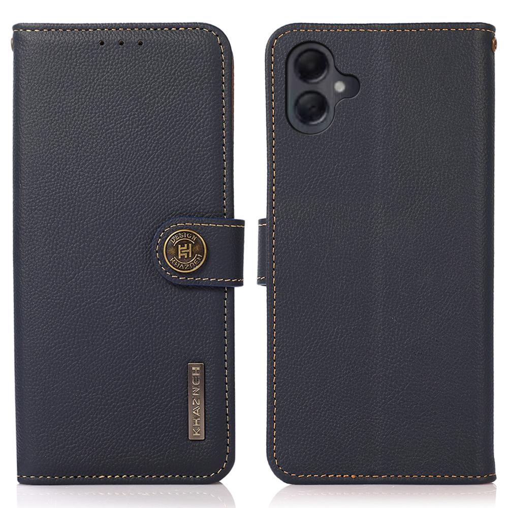 KHAZNEH For Samsung Galaxy A06 4G Case Genuine Cow Leather RFID Blocking Wallet Phone Cover