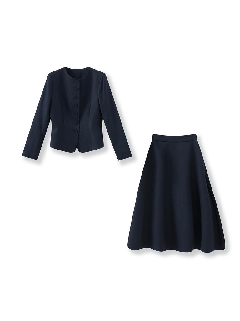 Leichter Luxus Zweiteiler: Elegante Jacke + High-End Halbrock für den Arbeitsweg