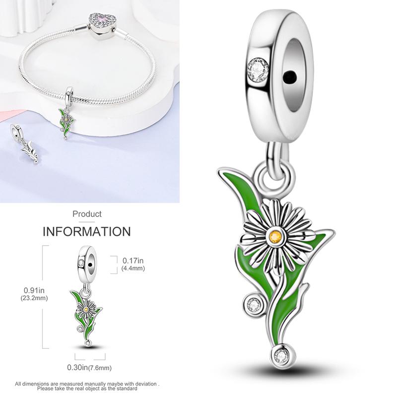 Neuer 925er Silber Kaktus Kleeblatt Anhänger Frühlingsgrüne Serie Perlenanhänger Für Original Perlenarmband DIY Schmuck