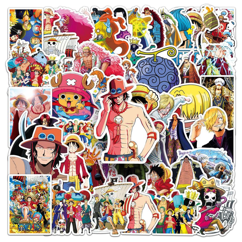 50 One Piece Graffiti Stickers: Anime Cartoon Skateboard and Phone Decor