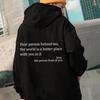 Dear Person Print Fall Winter Women Clothing Hoodies Long Sleeve Drawstring Sweatshirt