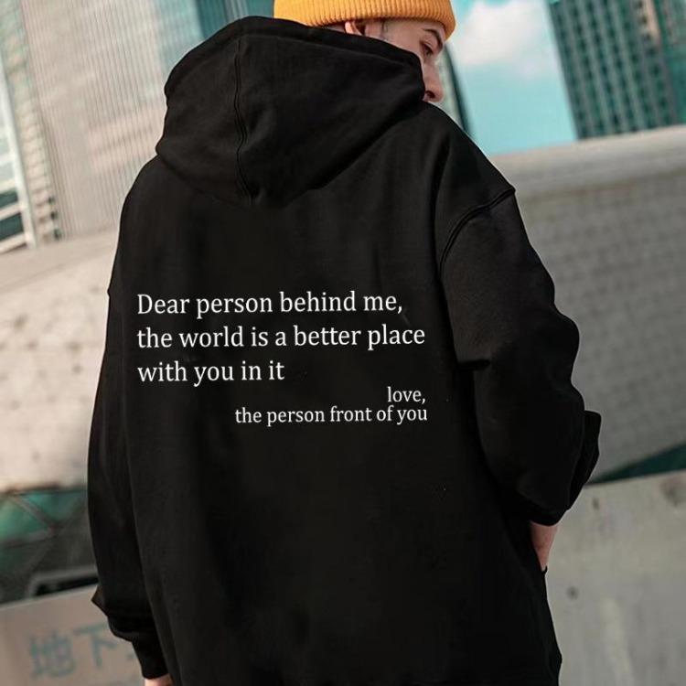 Dear Person Print Fall Winter Women Clothing Hoodies Long Sleeve Drawstring Sweatshirt
