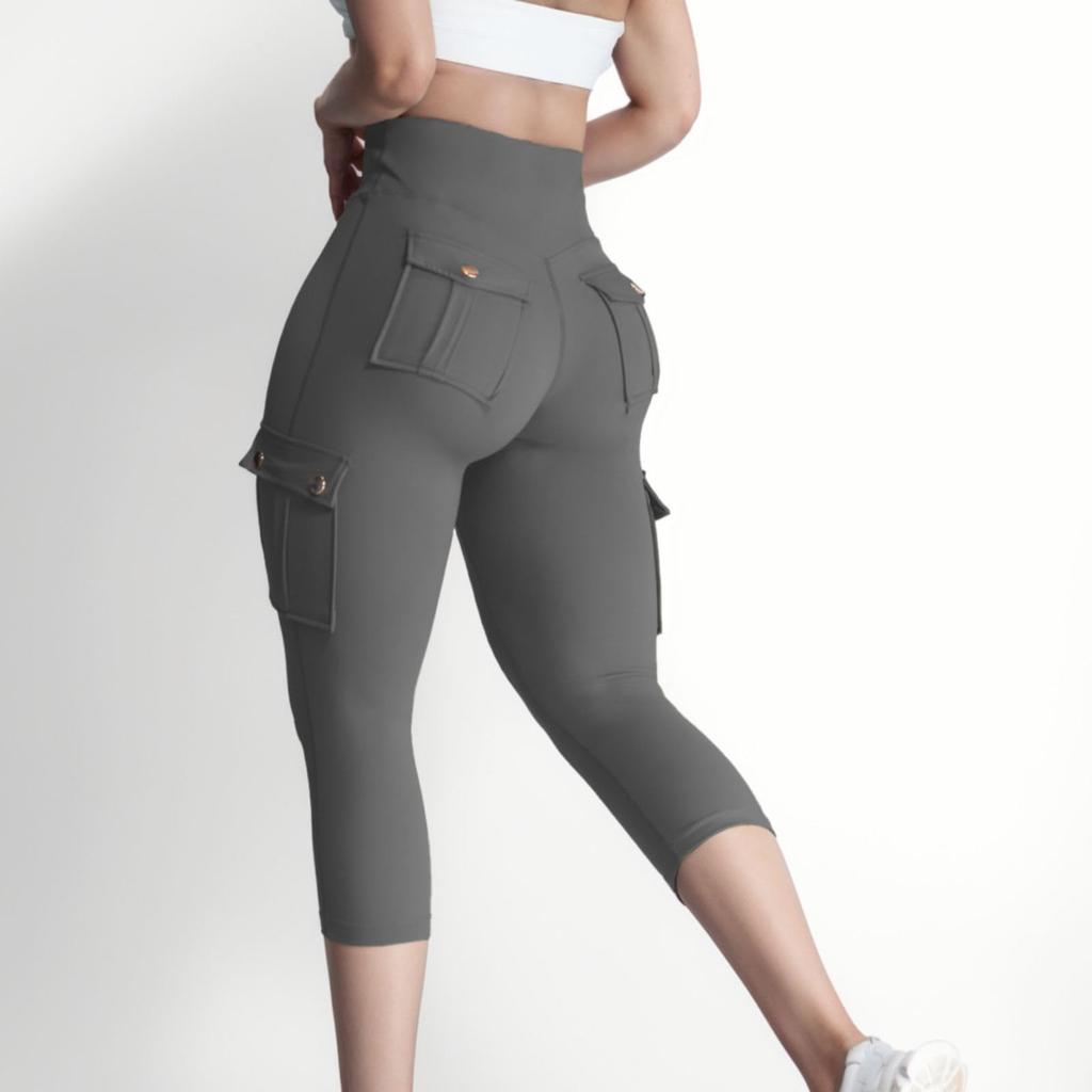 Womens Stretch Yoga Leggings Fitness Running Gym Sports 3/4 Length Active Pants Flared Trousers