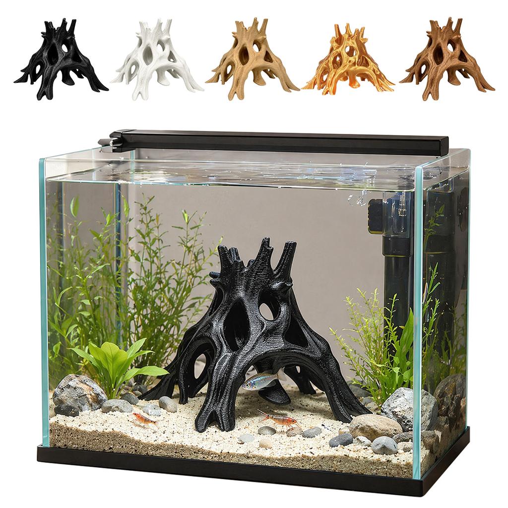 Aquarium Hideaway Tree Root Cave for Aquatic Pets to Breed, Play and Rest, Safe and Non-Toxic Resin Fish Tank Ornaments 7.7x6.4"