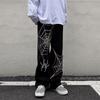 Spring and Autumn Men's Printed Loose Wide Leg Pants Embroidered Jeans