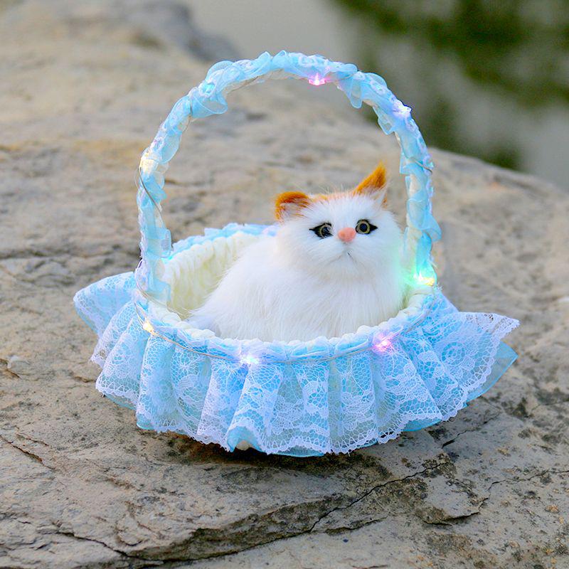 Children's Luminous Kitten Plush Doll Flower Basket - Perfect for Girl's Birthday or Christmas Gift